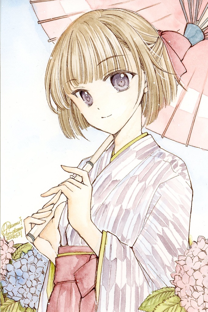 【イラスト原画】紫陽花【ポスカサイズ】