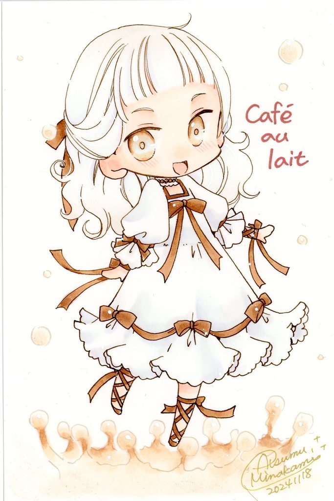 【イラスト原画】カフェオレツインズ【ポスカサイズ】