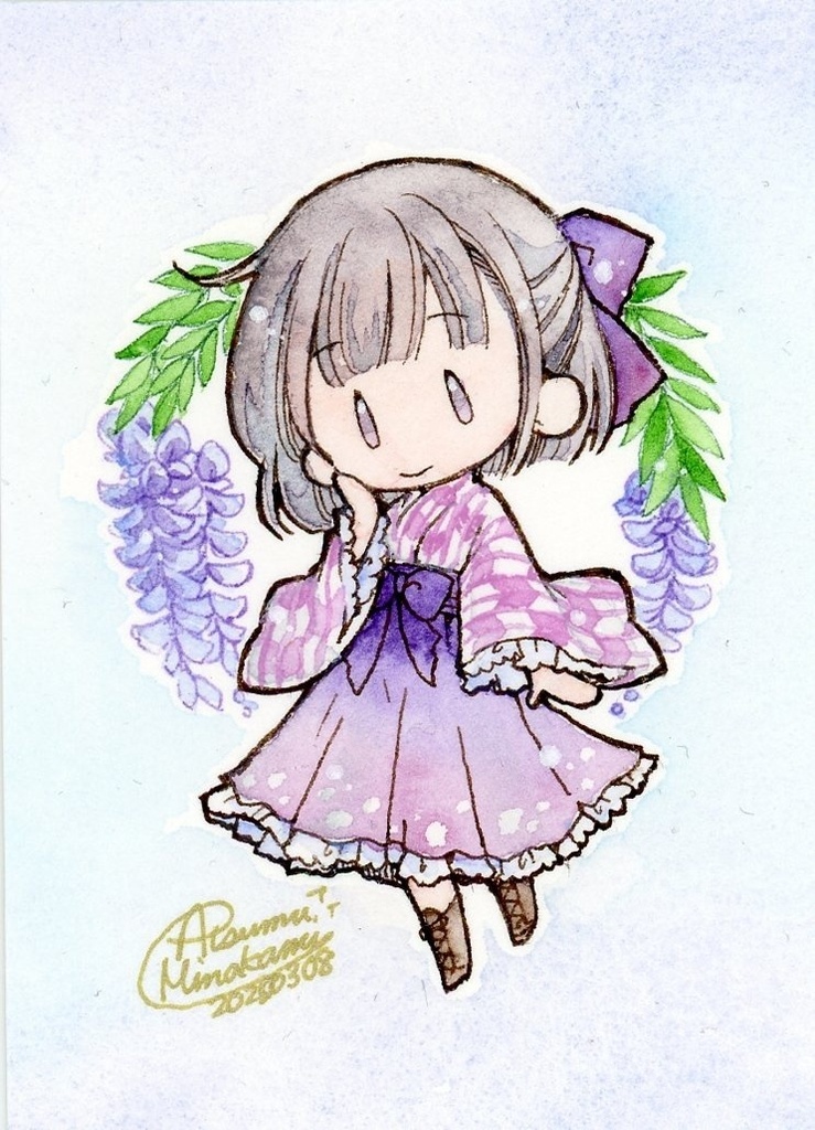 【イラスト原画】藤【ミニ原画長方形】