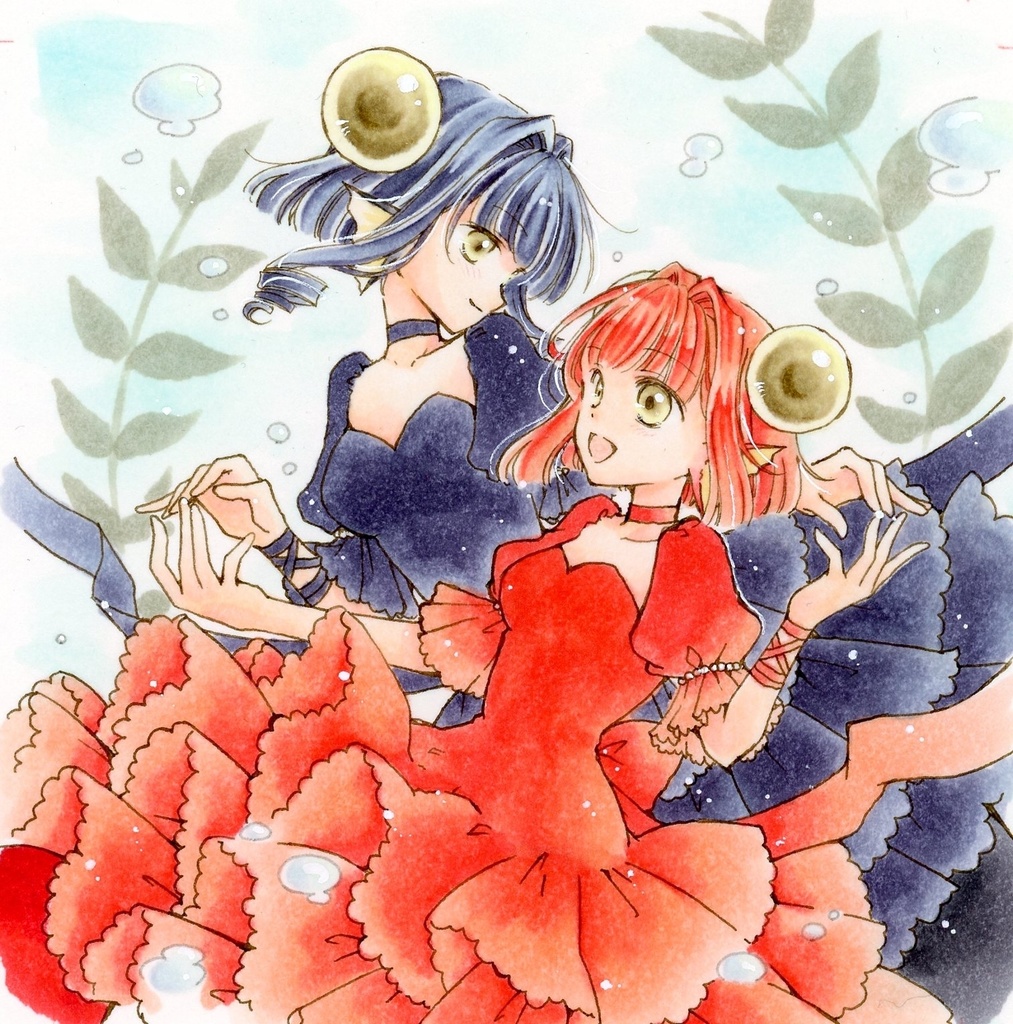 【イラスト原画】Aqua Dance【10×10cm額入り】