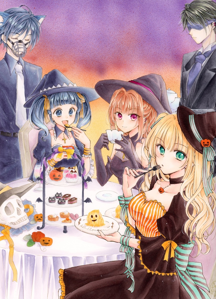 【イラスト原画】魔女のお茶会【八つ切りサイズ】