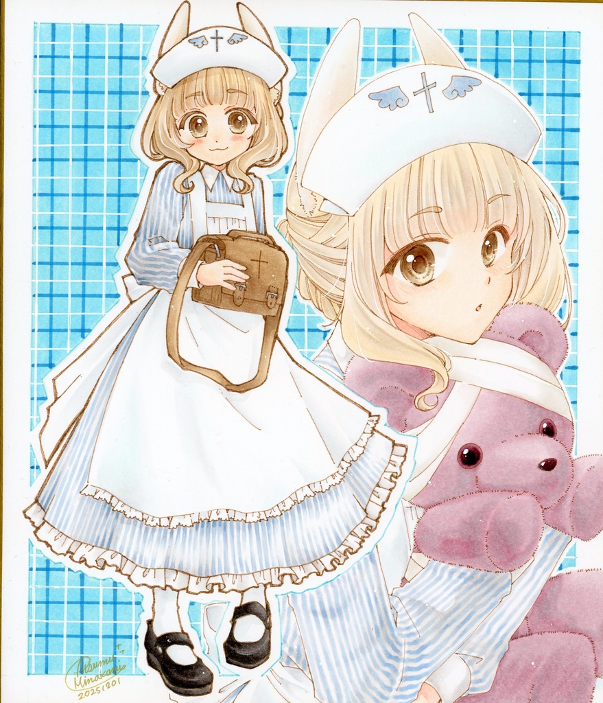 【イラスト原画】うさぎナース【中色紙】