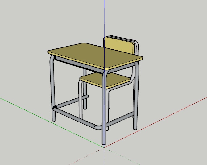建築課題用|学校家具3D 生徒机椅子セットモデル(SketchUp .skp)