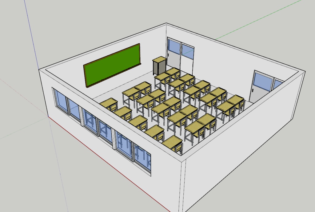 建築課題用|学校教室3Dフルセット(SketchUp .skp)