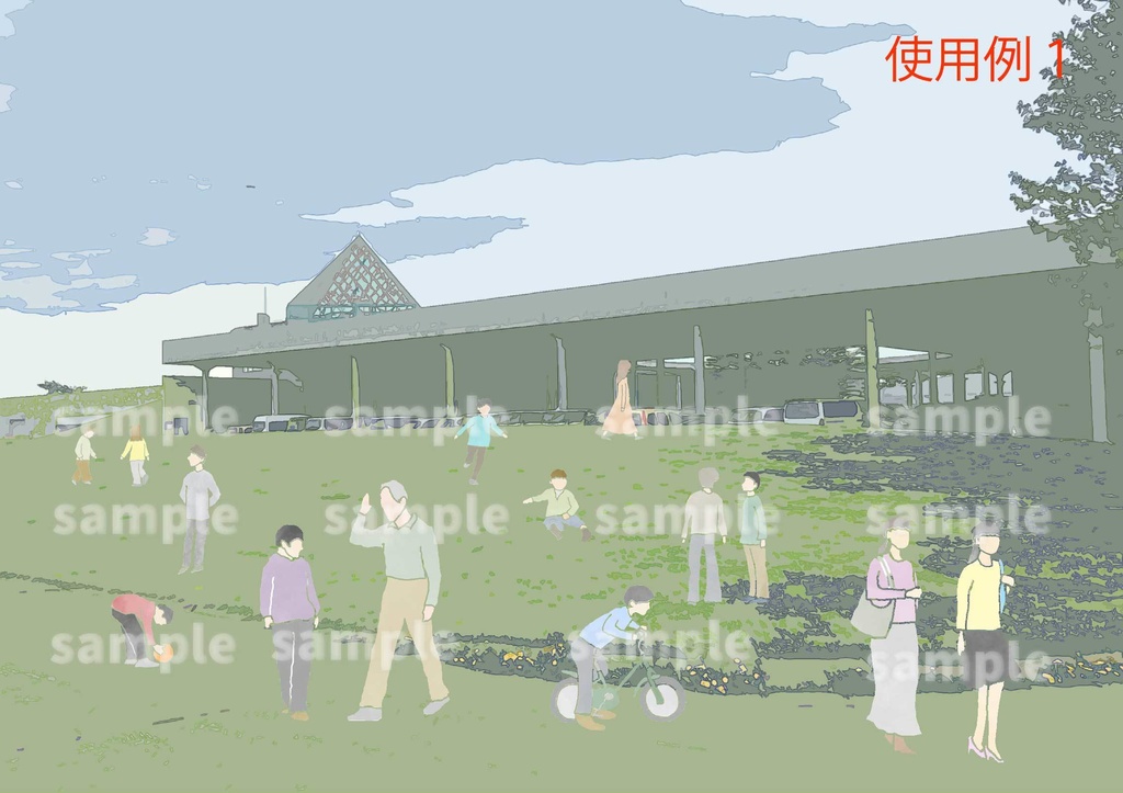 手描き風 人物添景素材【ライト版|12体|透過PNG】