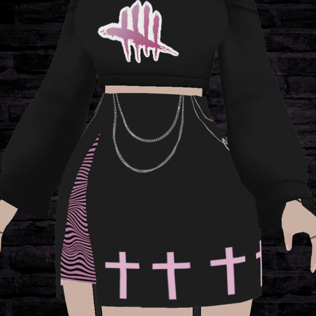 Pink Punk-Inspired Skirt - VRoid