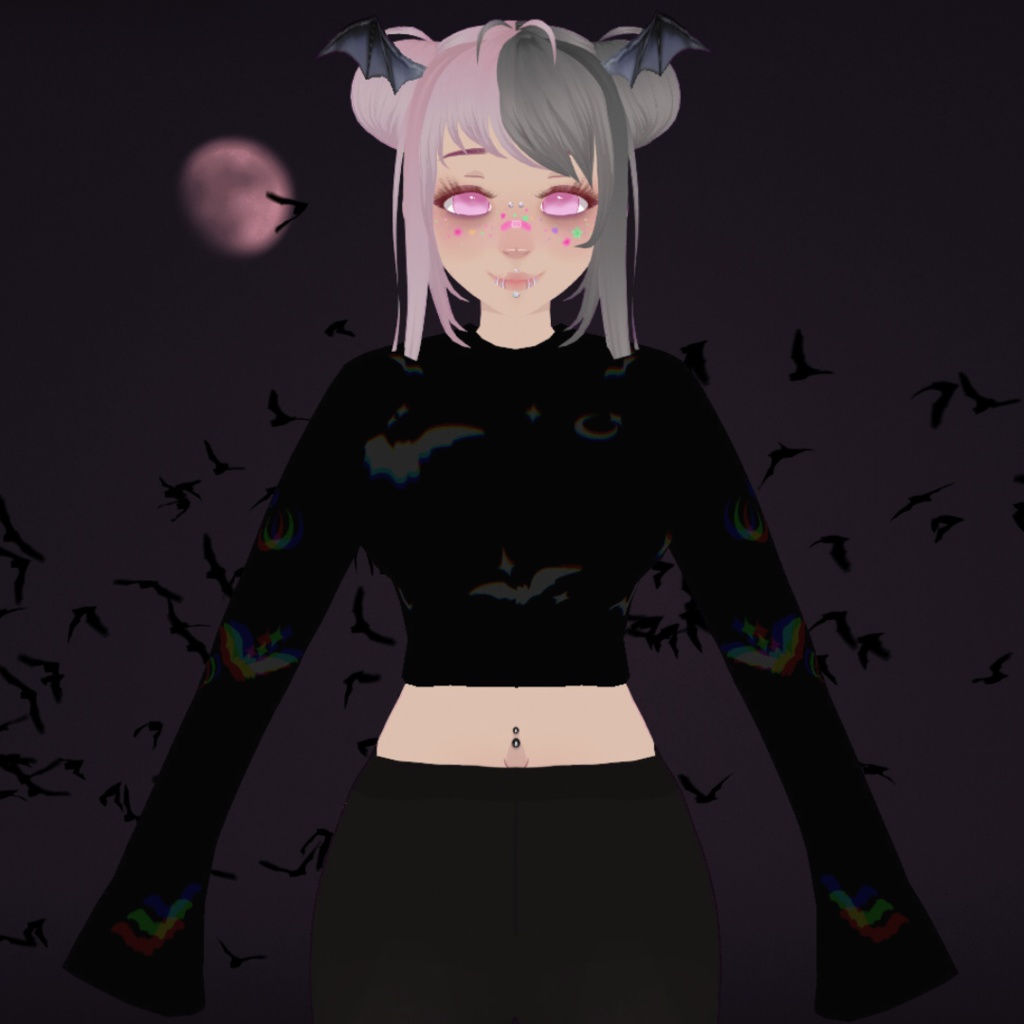 Black Glitchy Bat Shirt - VRoid