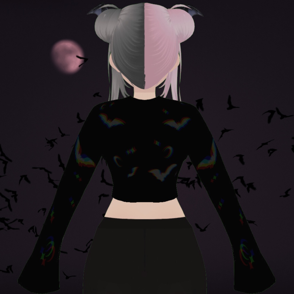 Black Glitchy Bat Shirt - VRoid