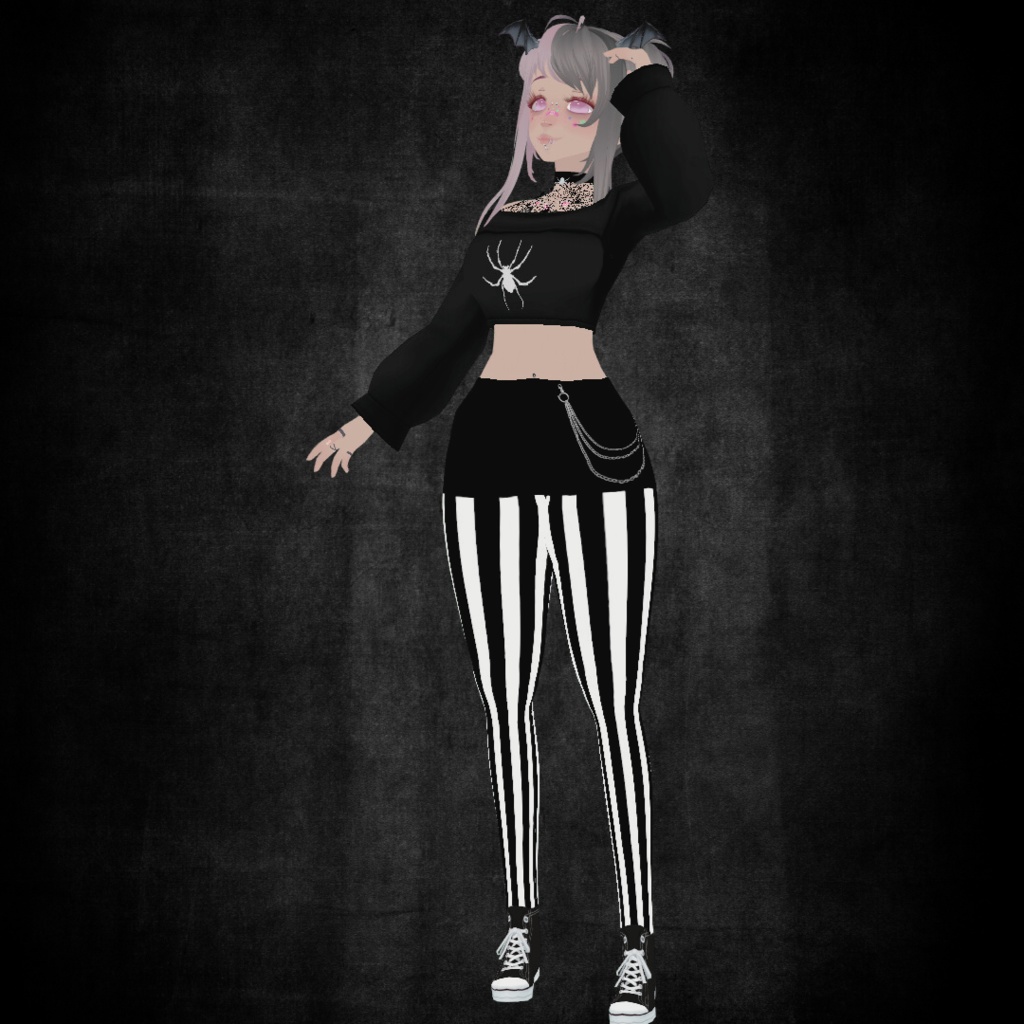 Black and White Striped Pants - VRoid
