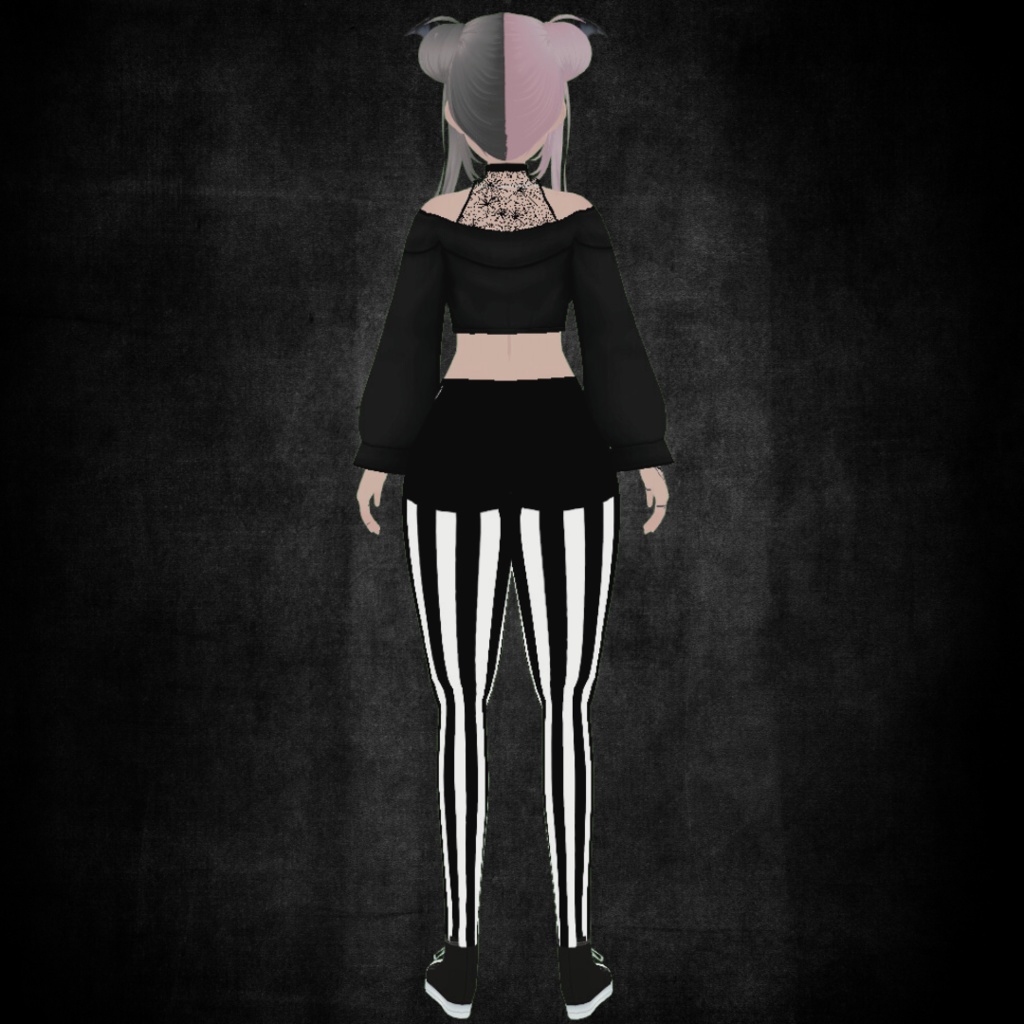 Black and White Striped Pants - VRoid