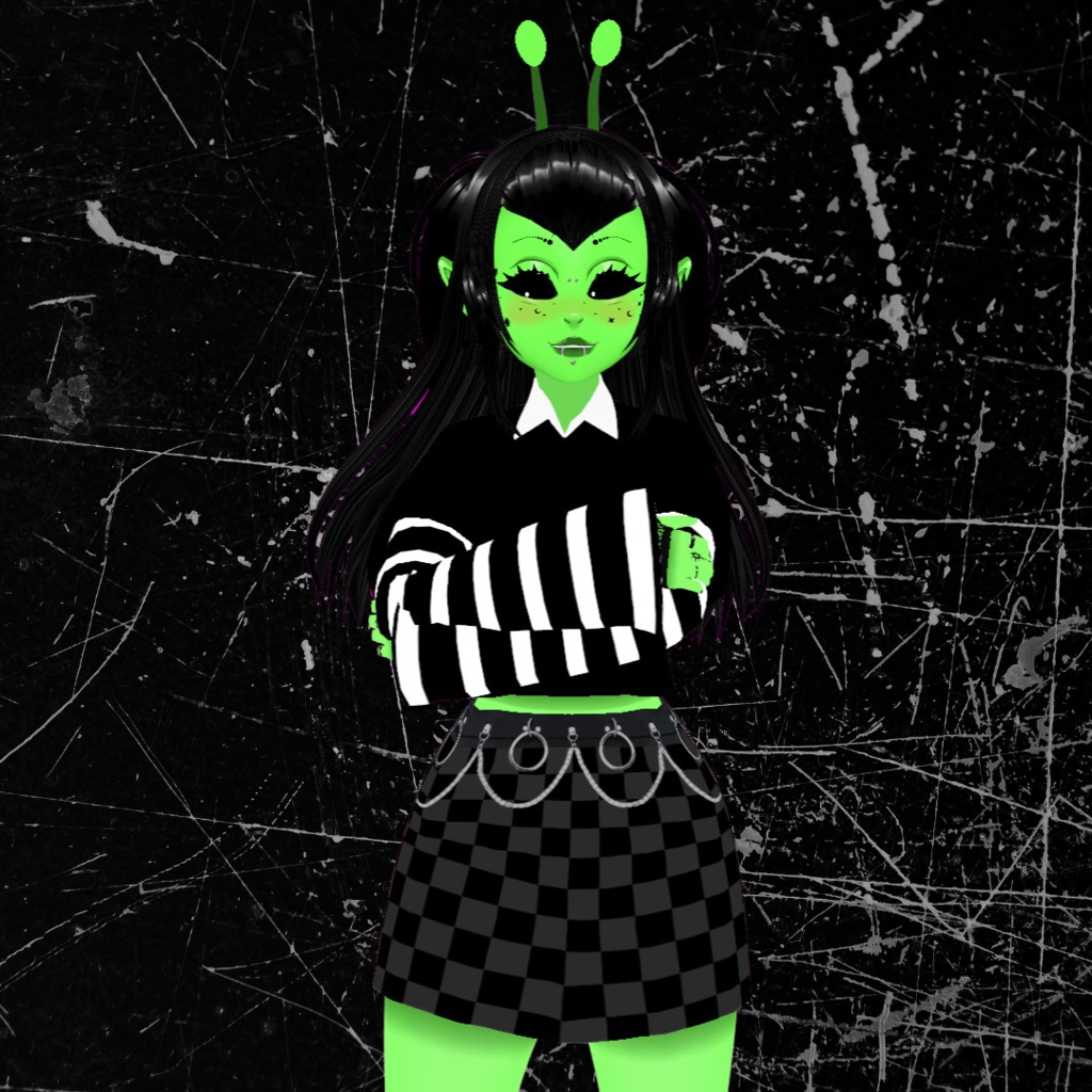 Simple Striped Layered Top - VRoid