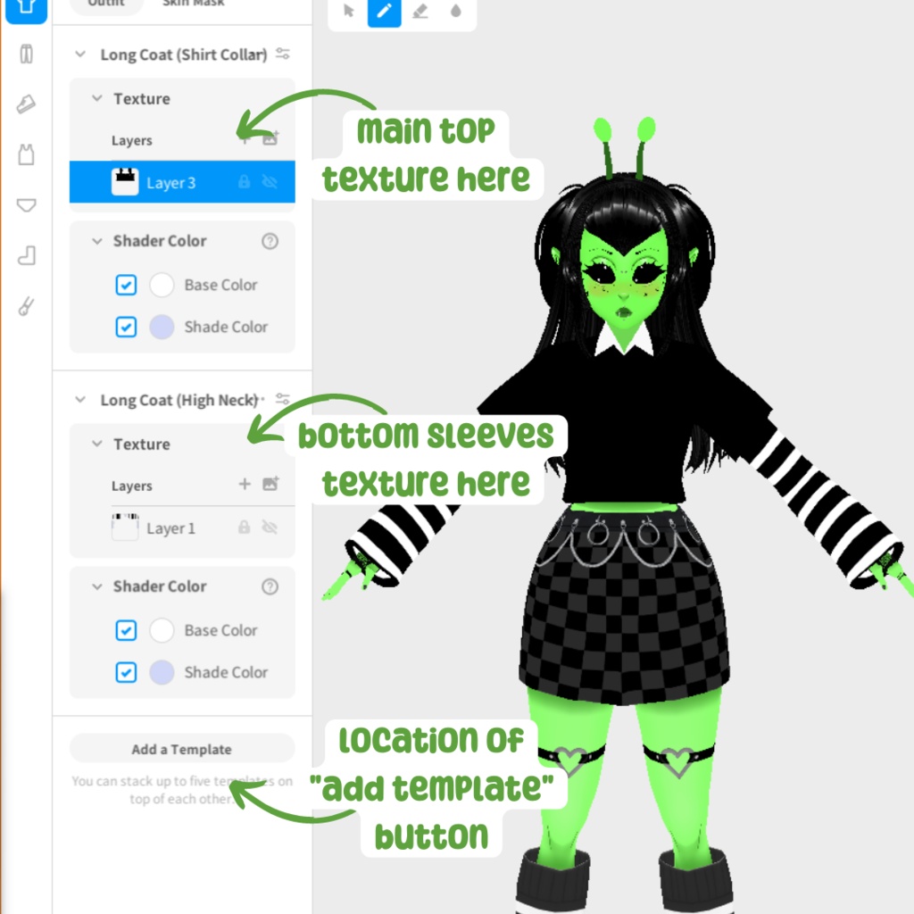 Simple Striped Layered Top - VRoid