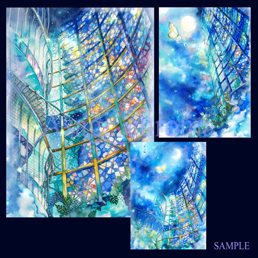 旅の記憶　ステンドグラス（壁紙３枚セット_高精細デジタルアート）