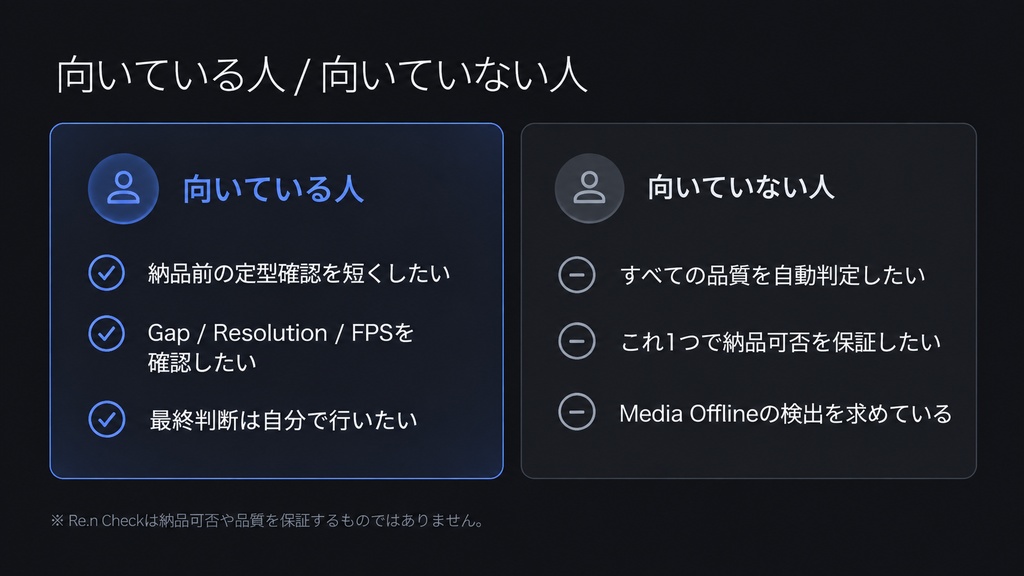 Re.n Check|Premiere Pro 納品前チェックツール