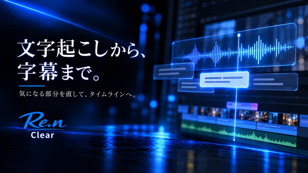 Re.n Clear v1.0.0｜文字起こしから部分修正、字幕づくりまで【Windows / Premiere Pro】