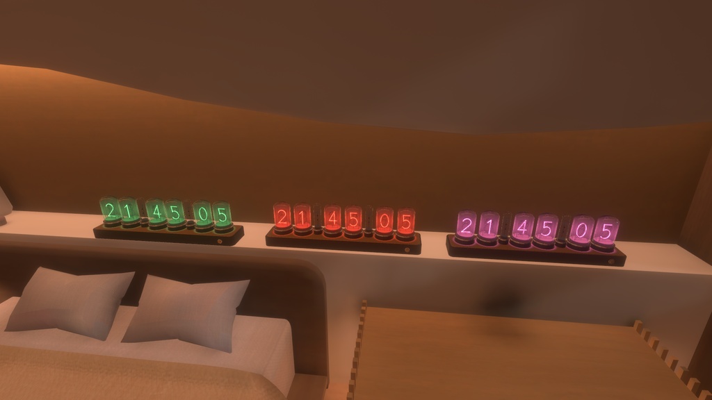 【無料】ニキシー管時計 / Nixie Tube Clock(VRChat ワールド用)