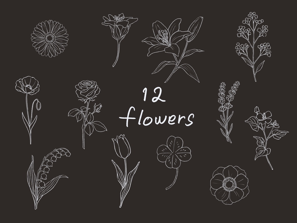 procreate用 花スタンプブラシ