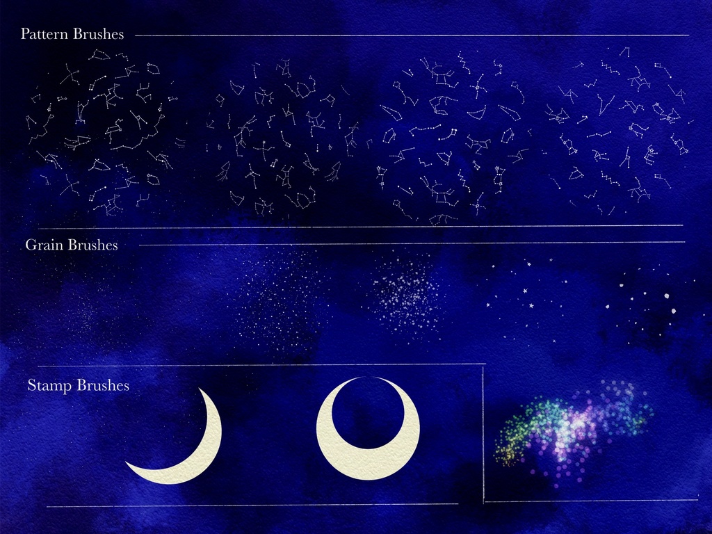 procreate用季節の星座パターンブラシセット