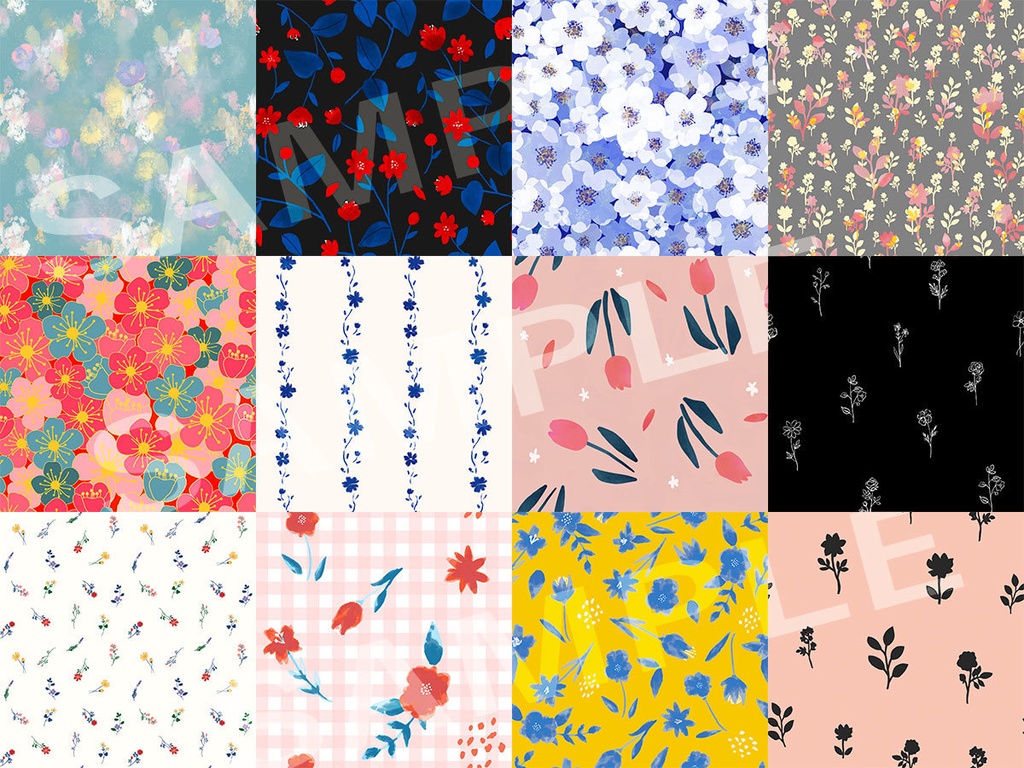 シームレスパターン12種セット #001 花柄