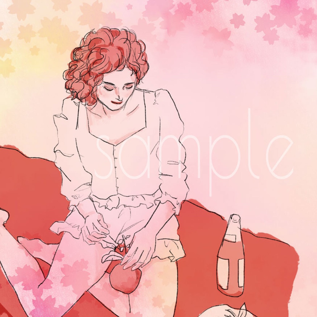 水彩テクスチャの桜背景素材セット