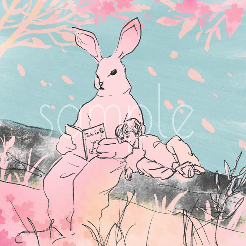 水彩テクスチャの桜背景素材セット