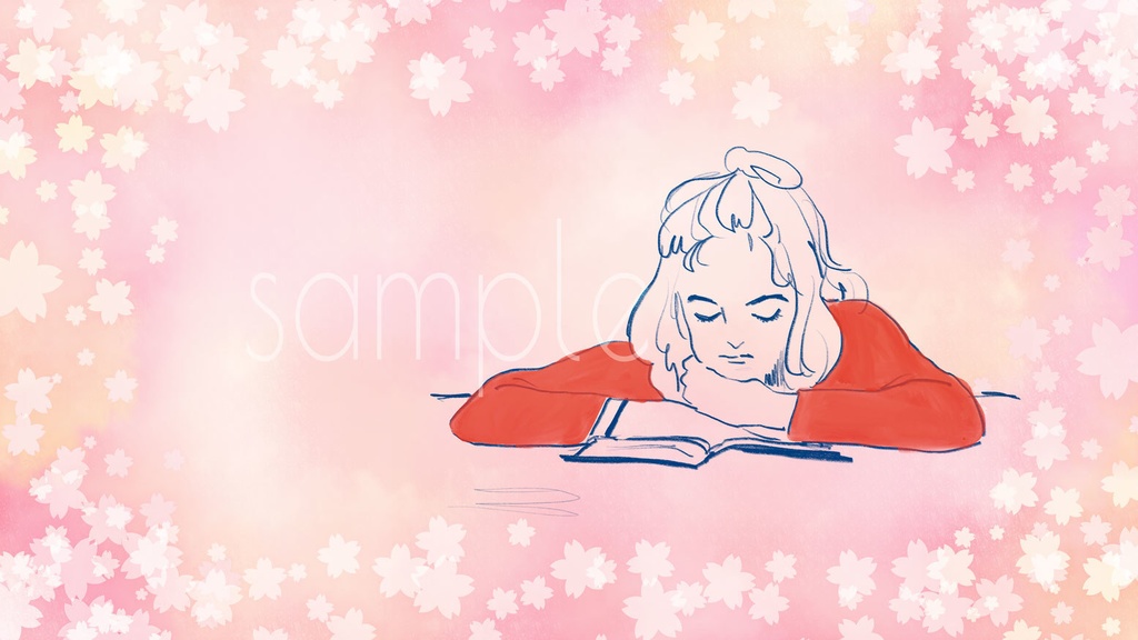 水彩テクスチャの桜背景素材セット