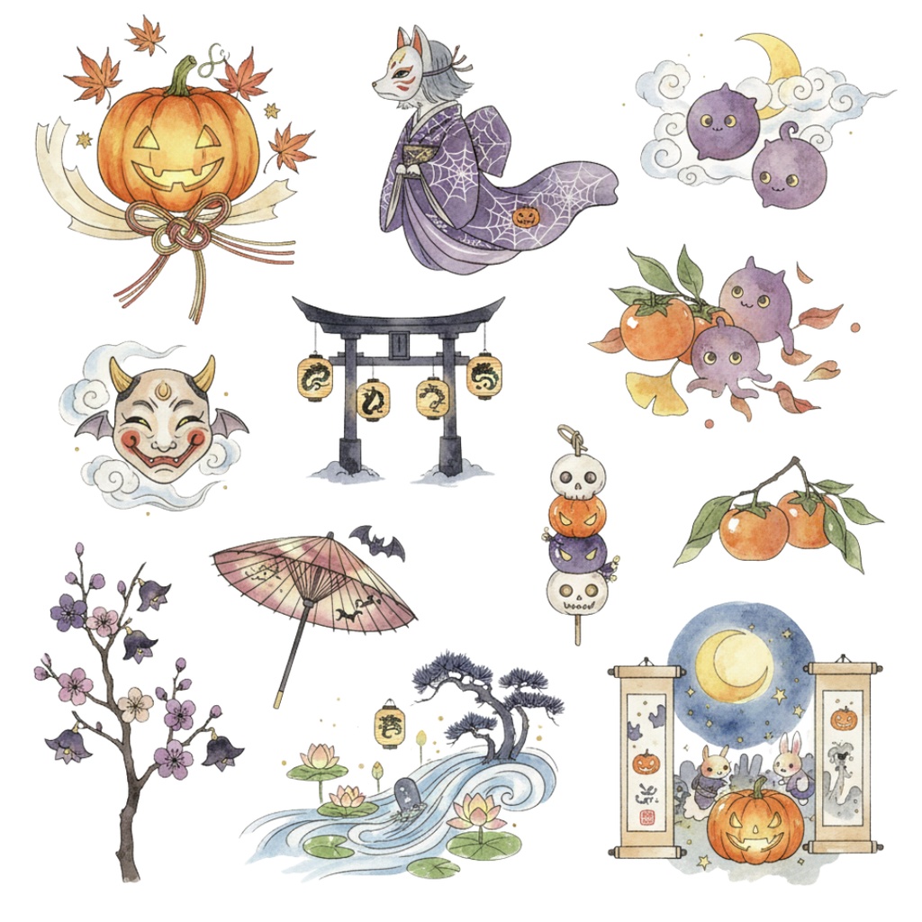 ハロウィン和風コレクション(Halloween Japanese Collection) 110PNG