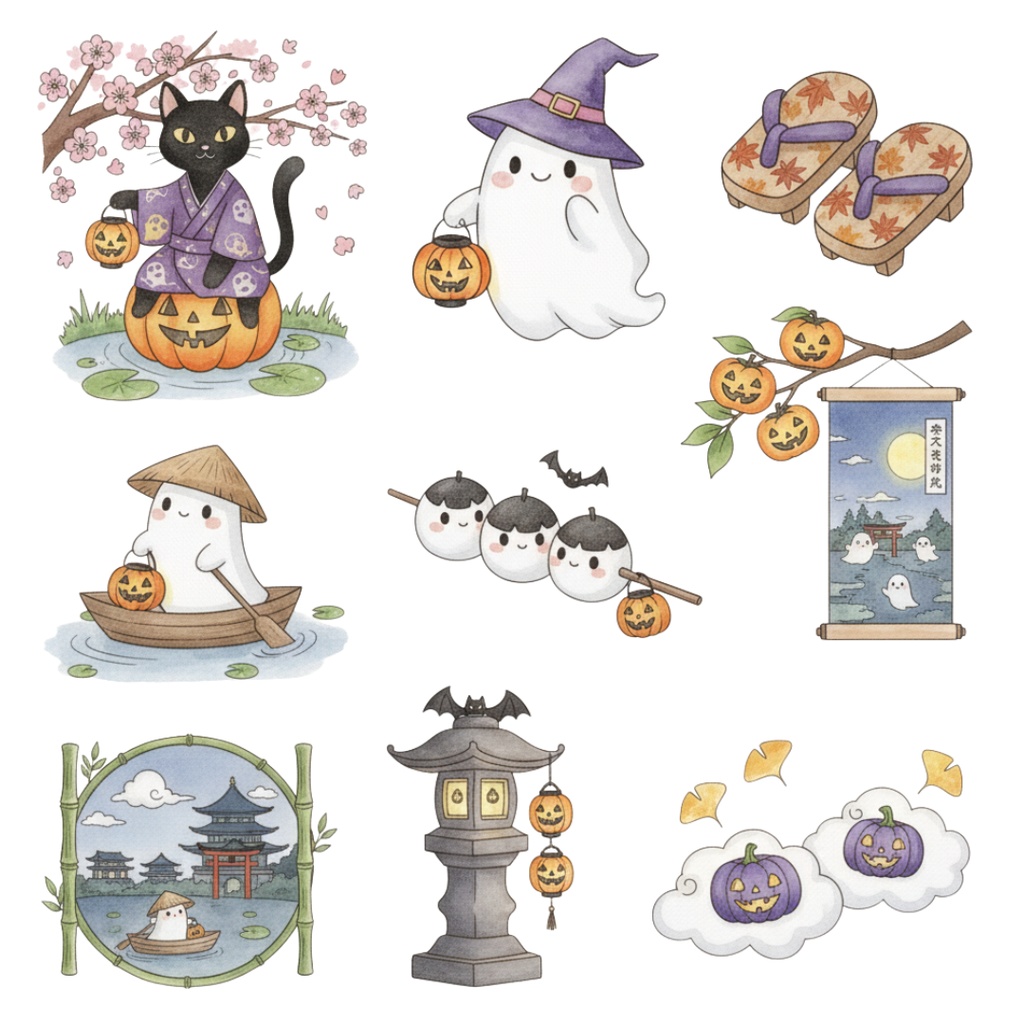 ハロウィン和風コレクション(Halloween Japanese Collection) 110PNG