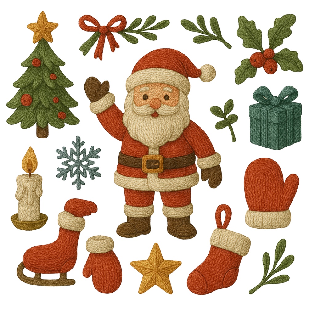 クリスマス刺繍コレクション (Christmas Embroidery Collection) 100PNG