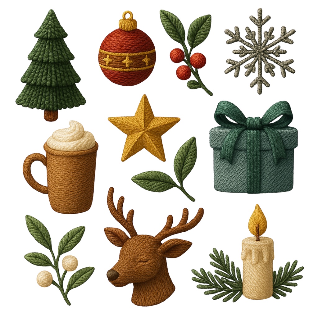 クリスマス刺繍コレクション (Christmas Embroidery Collection) 100PNG