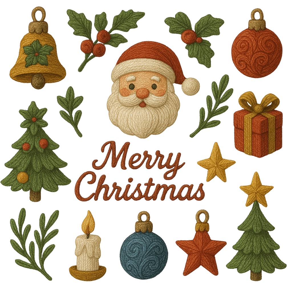クリスマス刺繍コレクション (Christmas Embroidery Collection) 100PNG
