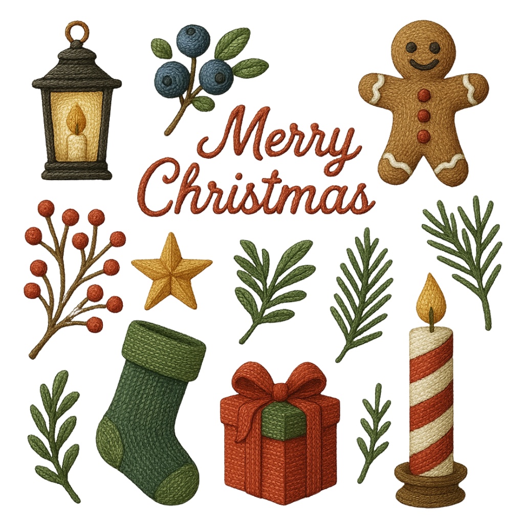 クリスマス刺繍コレクション (Christmas Embroidery Collection) 100PNG