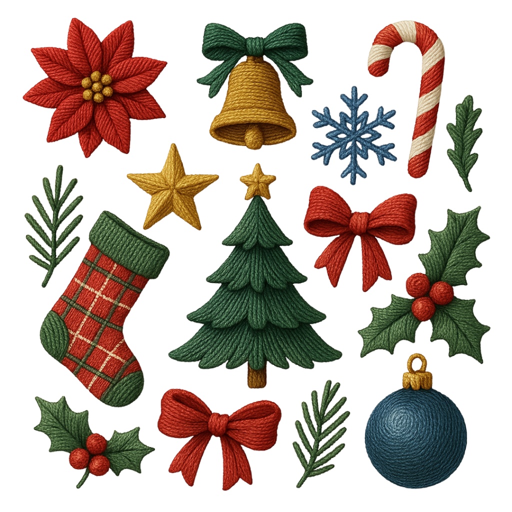 クリスマス刺繍コレクション (Christmas Embroidery Collection) 100PNG