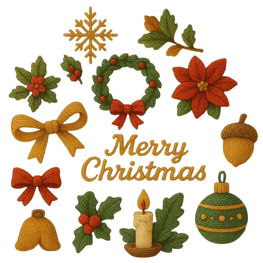 クリスマス刺繍コレクション (Christmas Embroidery Collection) 100PNG