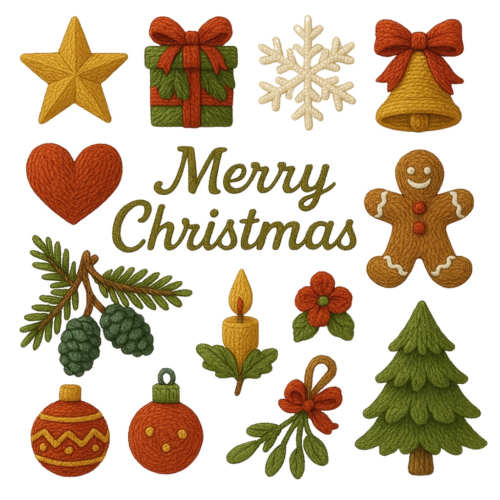 クリスマス刺繍コレクション (Christmas Embroidery Collection) 100PNG