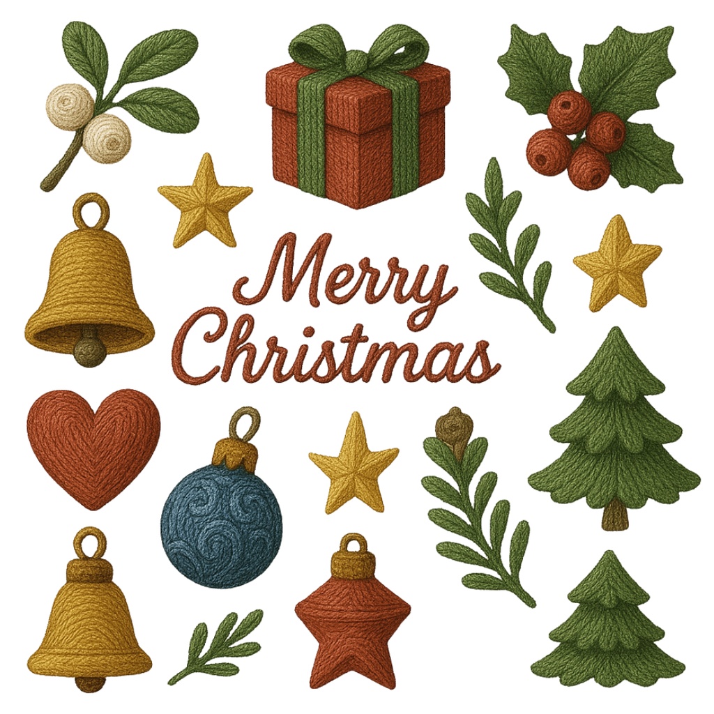 クリスマス刺繍コレクション (Christmas Embroidery Collection) 100PNG