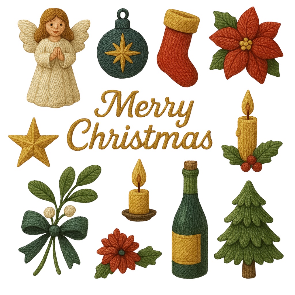 クリスマス刺繍コレクション (Christmas Embroidery Collection) 100PNG
