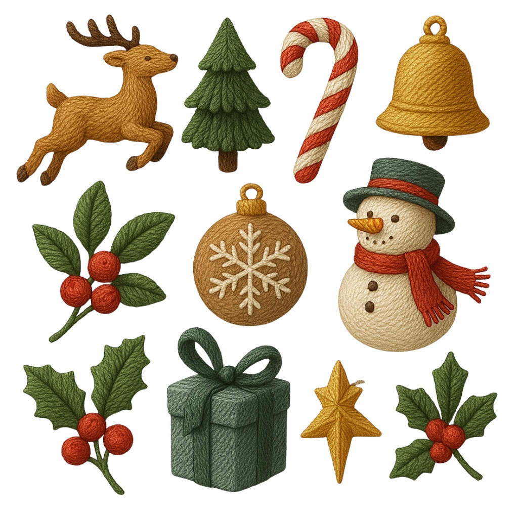 クリスマス刺繍コレクション (Christmas Embroidery Collection) 100PNG