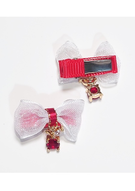 ドール用リンゴチャームヘアアクセ1個☆ミニ白赤