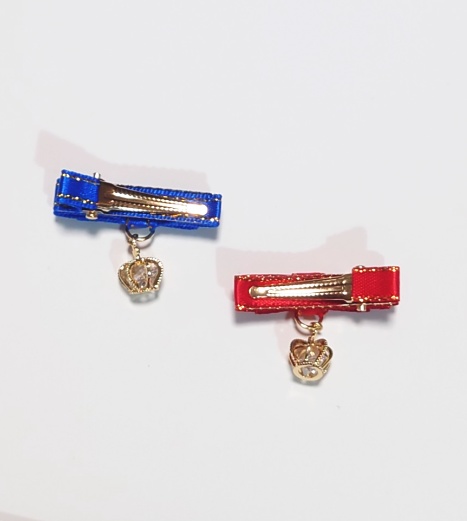 ドール用王冠チャームヘアアクセ2個セット☆青・赤