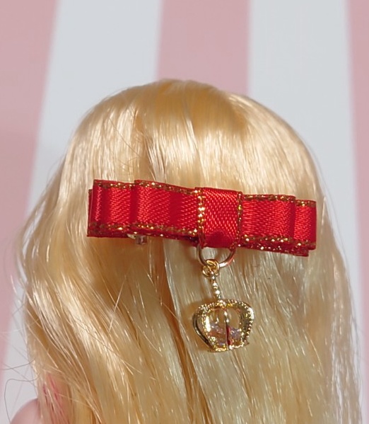 ドール用王冠チャームヘアアクセ2個セット☆青・赤