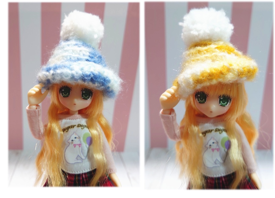 ふわふわニット帽子☆ドール用