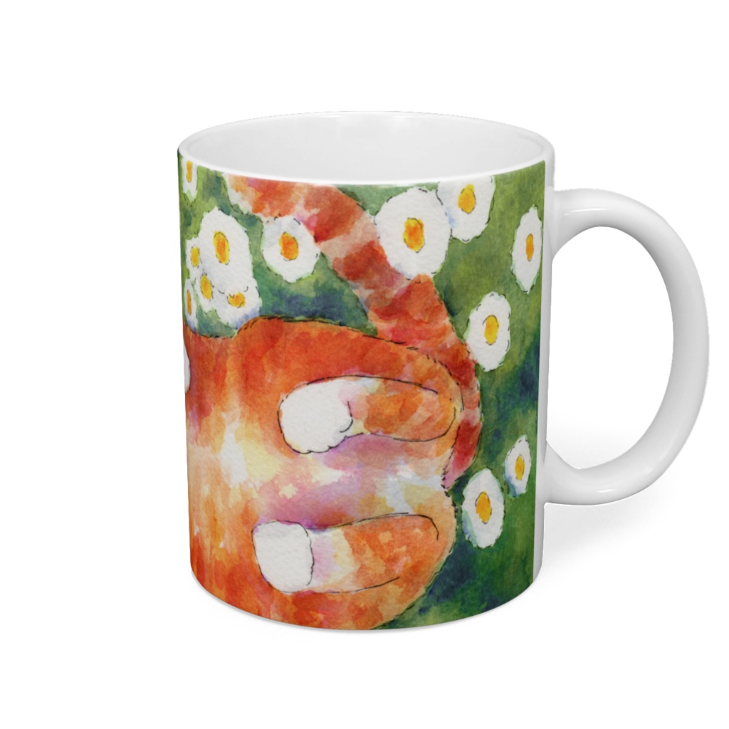 花とお昼寝猫マグカップ(Cat Mug sleep with flowers)