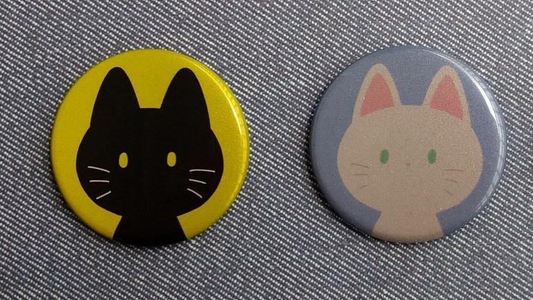 猫リフレクター缶バッジ