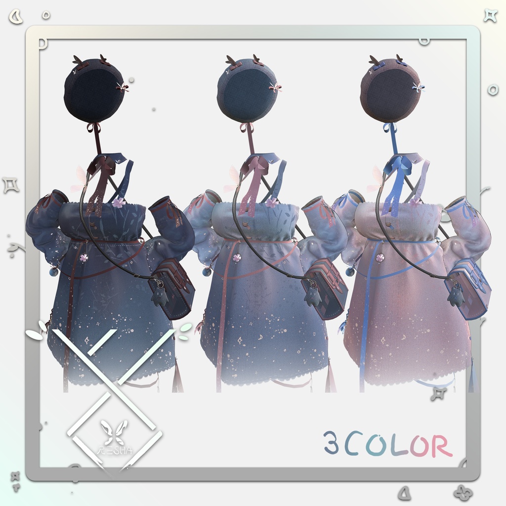 VRChat想定衣装モデル 【「晴」HARE 】(萌・桔梗・セレスティア用)