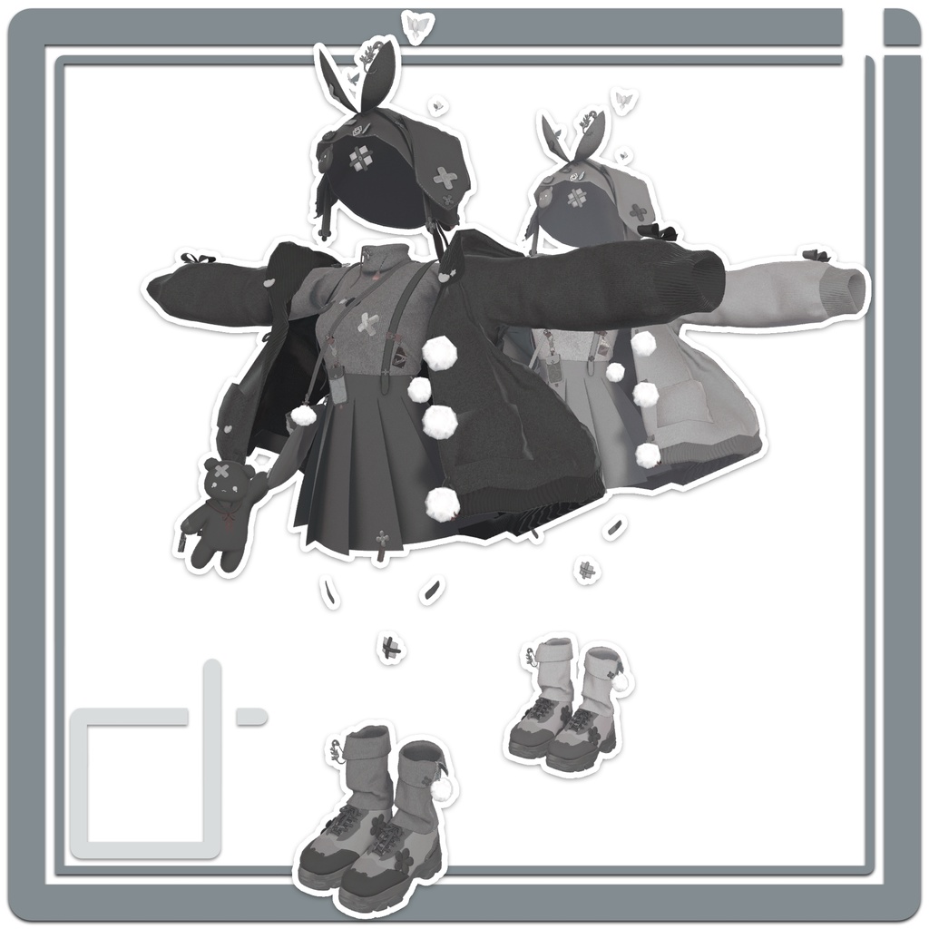 VRChat想定衣装モデル 【「雪」YUKI 】(しなの・シフォン・マヌカ・愛莉・萌)