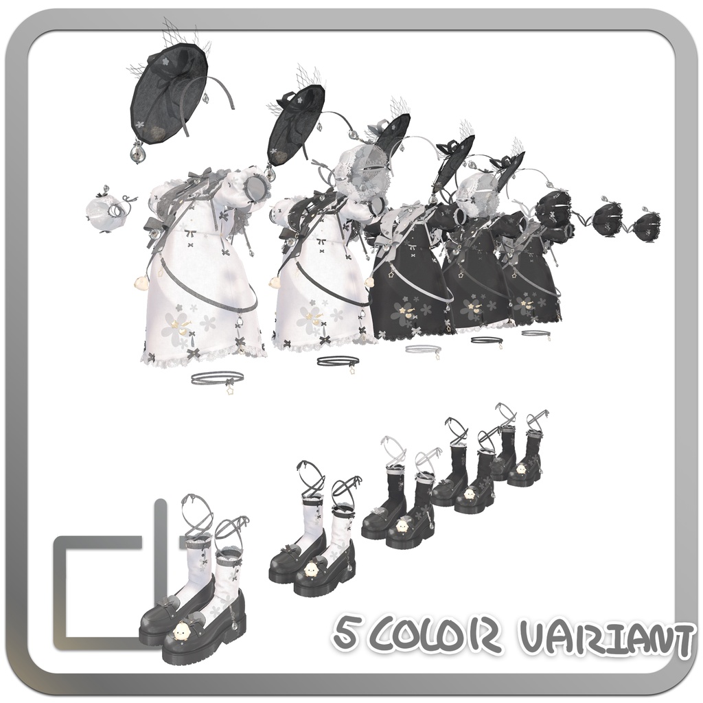 VRChat想定衣装モデル 【「蕾」TSUBOMI 】(ミルフィ・ショコラ・しなの・マヌカ・愛莉・ミルティナ)