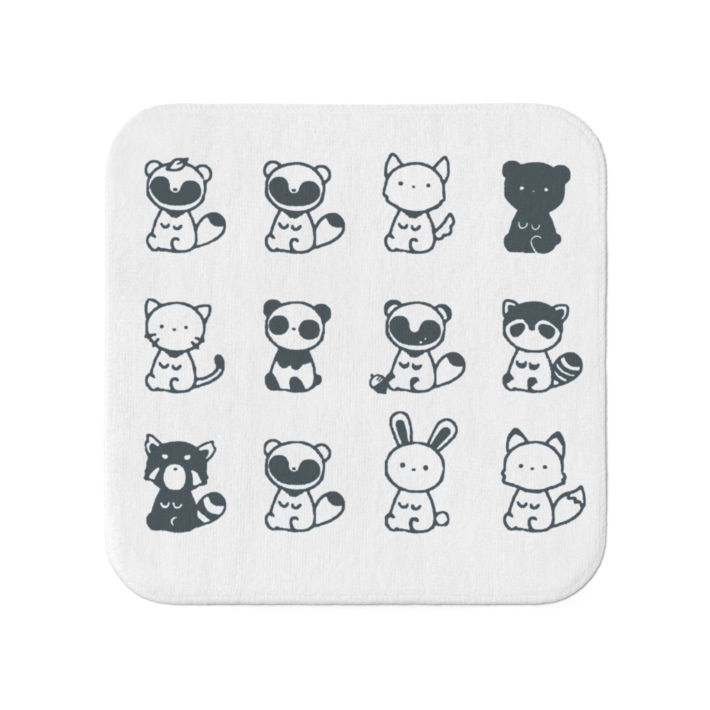 たぬきとなかまたち(ハンカチ)