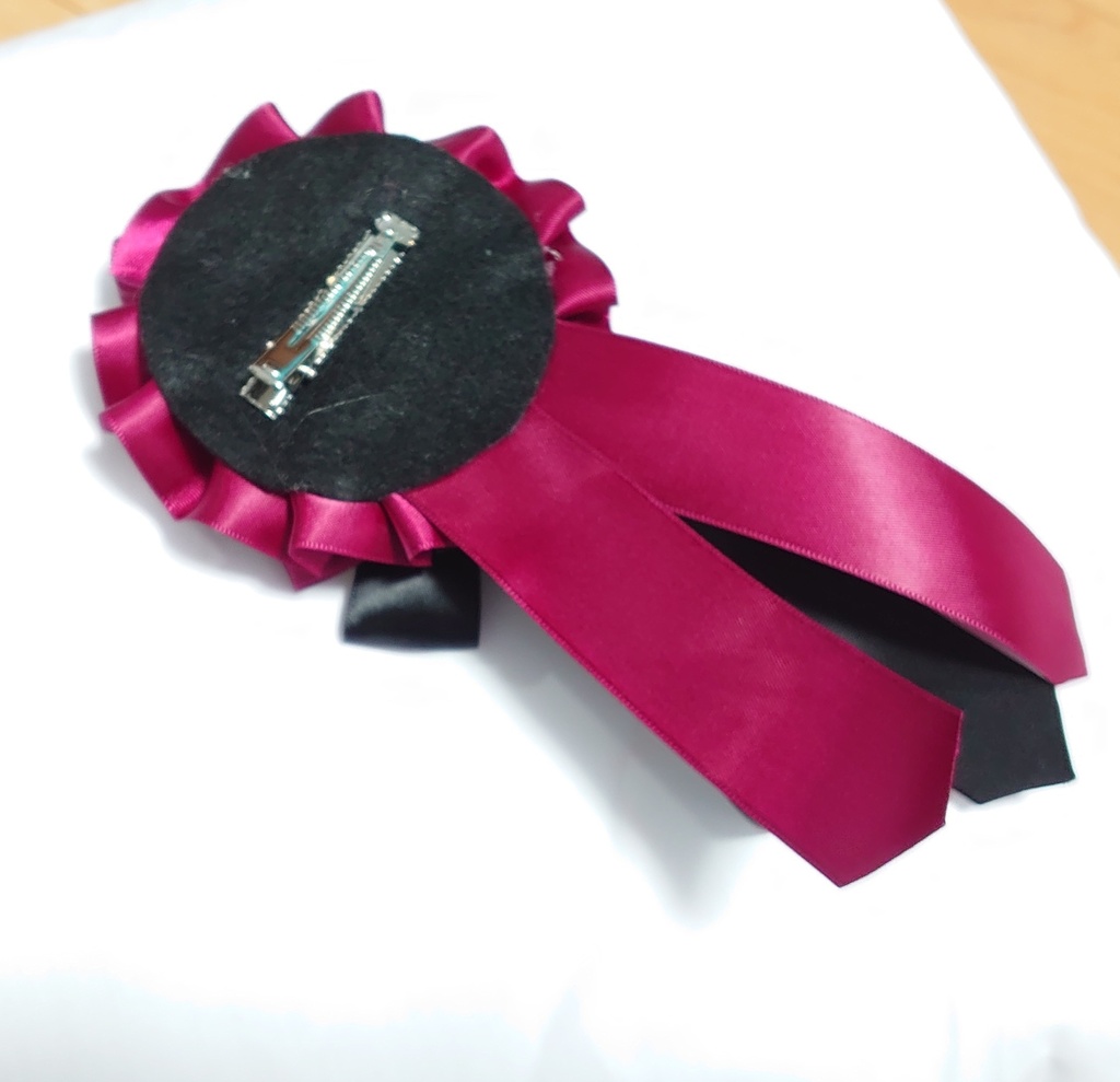 ロゼットヘアクリップ(赤×黒)