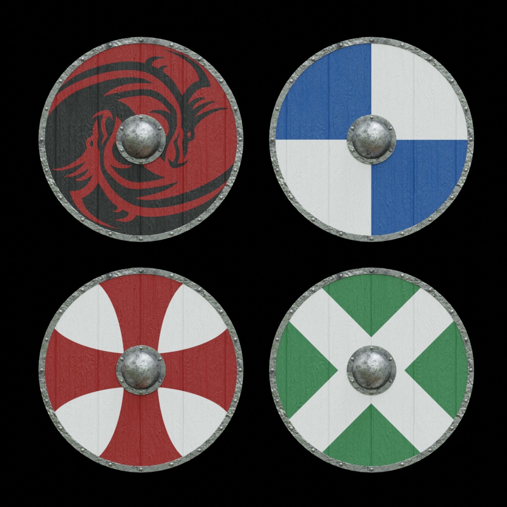 ヴァイキングソード&シールド 【3Dモデル】 blenderファイル付き